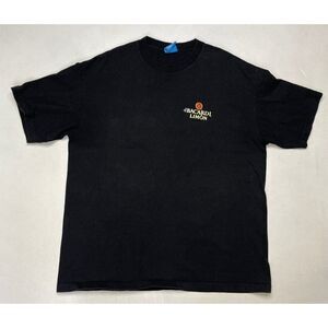 VINTAGE Bacardi Limon Graphic T-shirt Men XL Black Short Sleeve USA 90s